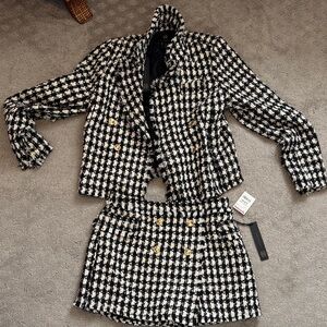 House of Harlow 1960 Black and White Tweed Blazer and Skort Set